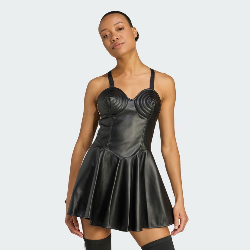 Pокля adidas Performance Jeremy Scott Faux-Leather Dress Черно | JW0833