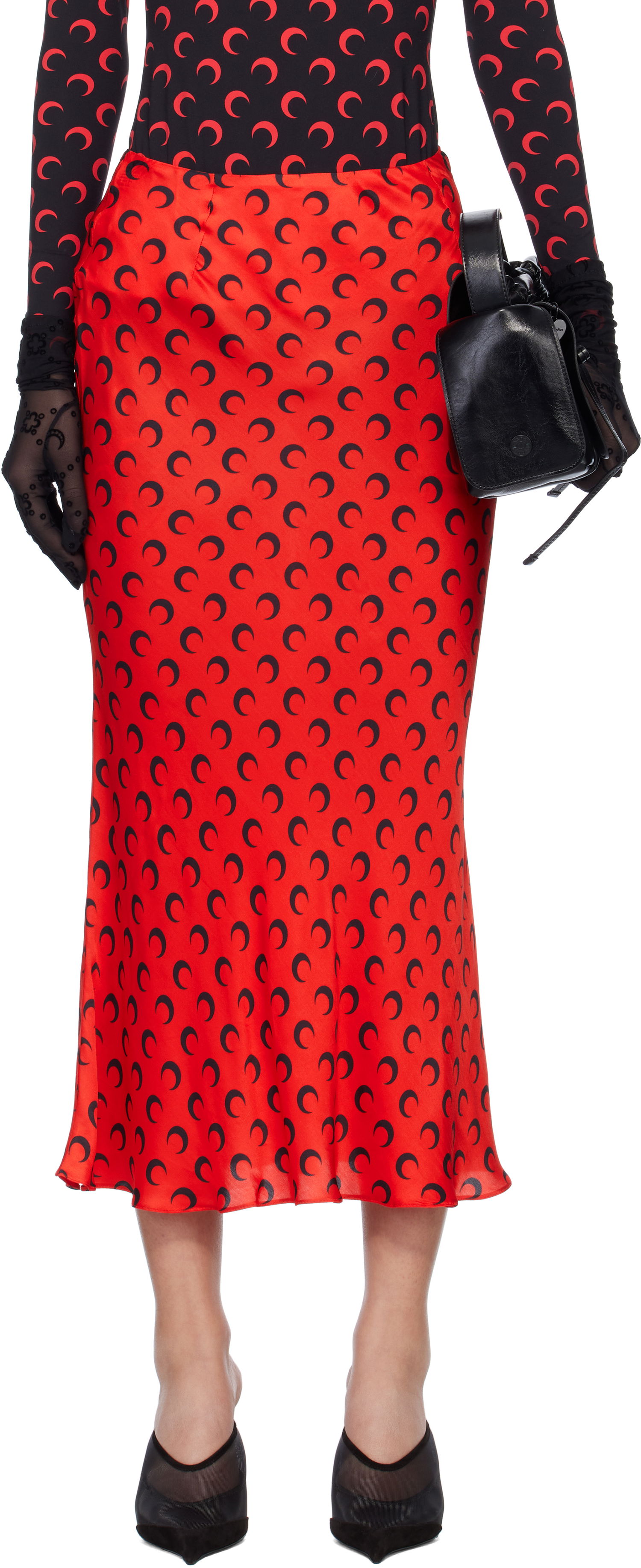 Пола Marine Serre Marine Serre Moon Print Satin Midi Skirt Червено | WSK070A CWOV0060, 0