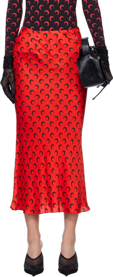 Пола Marine Serre Marine Serre Moon Print Satin Midi Skirt Червено | WSK070A CWOV0060, 0