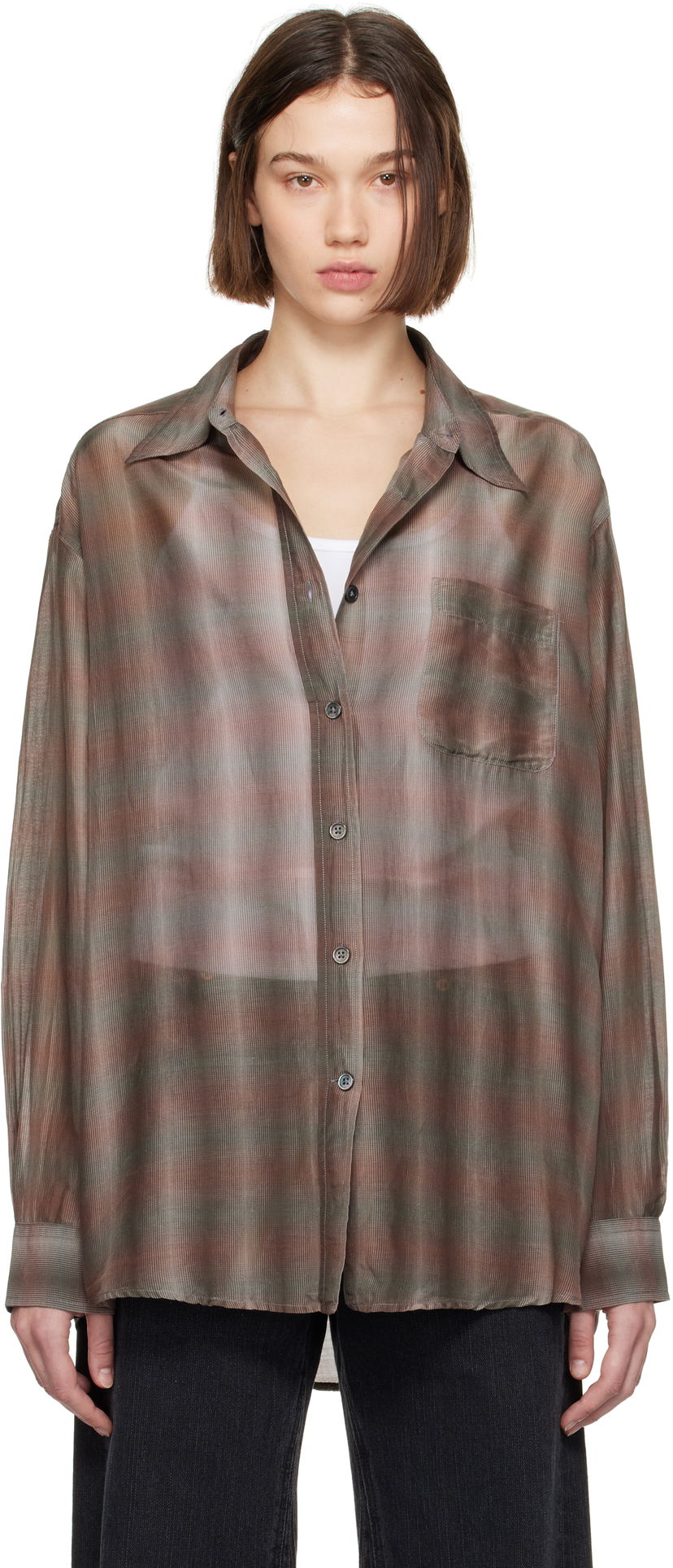 Риза OUR LEGACY Taupe Relaxed Fit Plaid Shirt Кафяво | W4242FSC