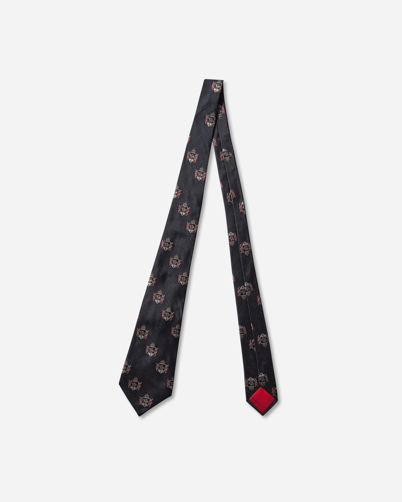 Аксесоари Junya Watanabe Silk Tie with Crest Pattern Черно | WP-K408-W25 1