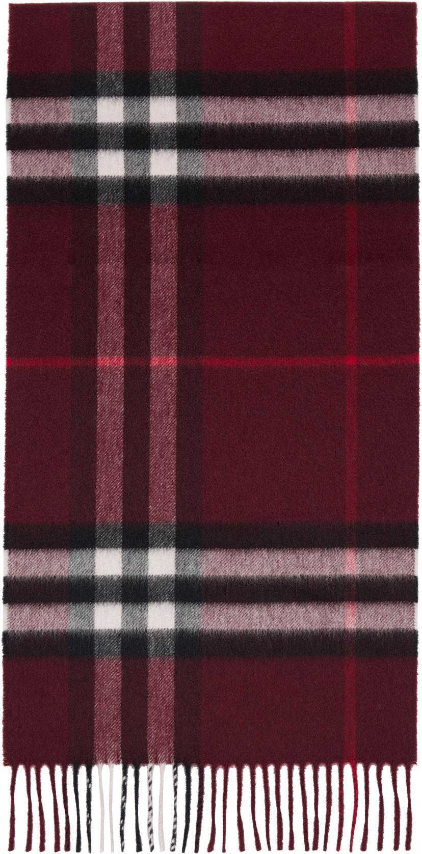 Шал Burberry Burberry Check Cashmere Scarf Бургунди | 8112639