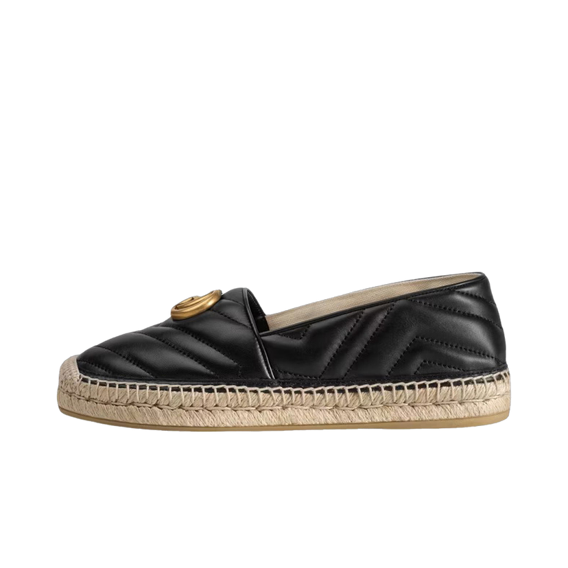 Кецове и обувки Gucci Double G Espadrille 'Black' Leather Черно | 551890 BKO00 1000