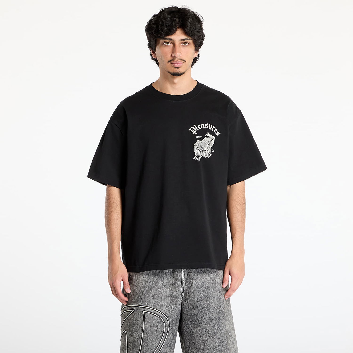 Тениска Pleasures PLEASURES Chapel Heavyweight T-Shirt Черно | P25SU021 BLACK, 0