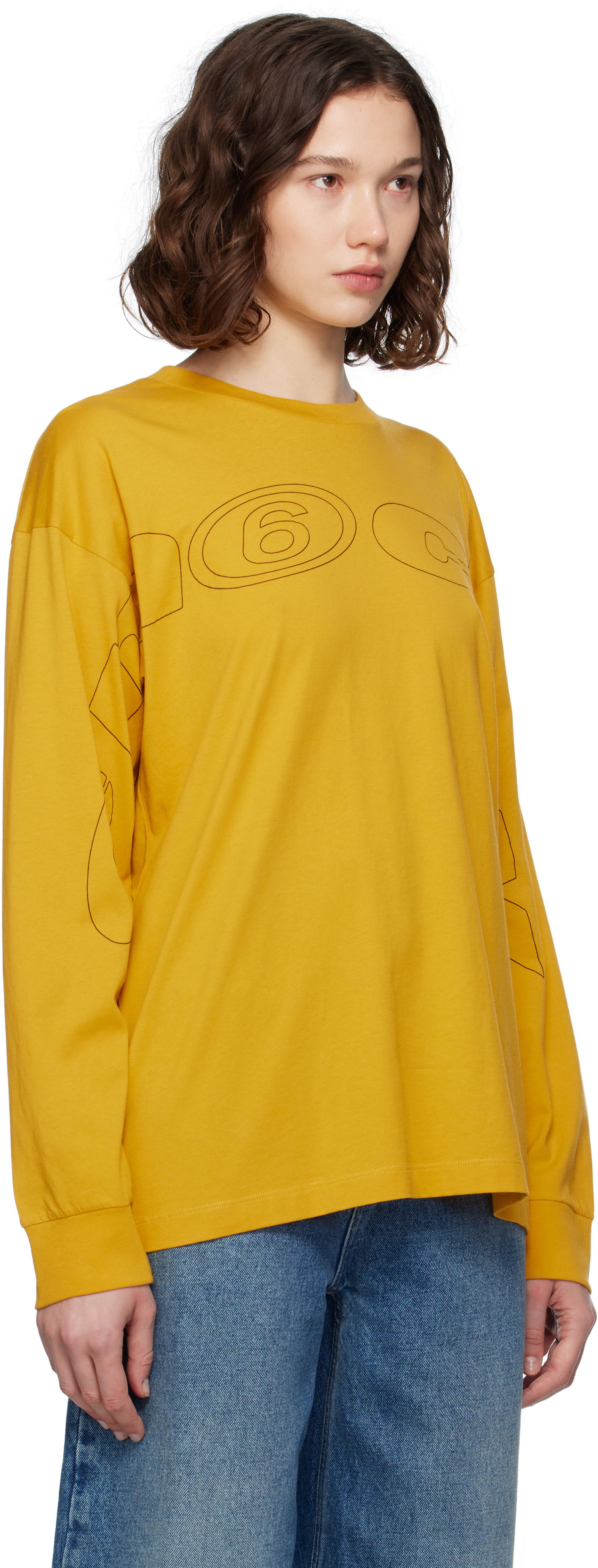 Тениска Maison Margiela MM6 Maison Margiela Long Sleeve T-Shirt Жълто | SH0NH0017 S24312, 1