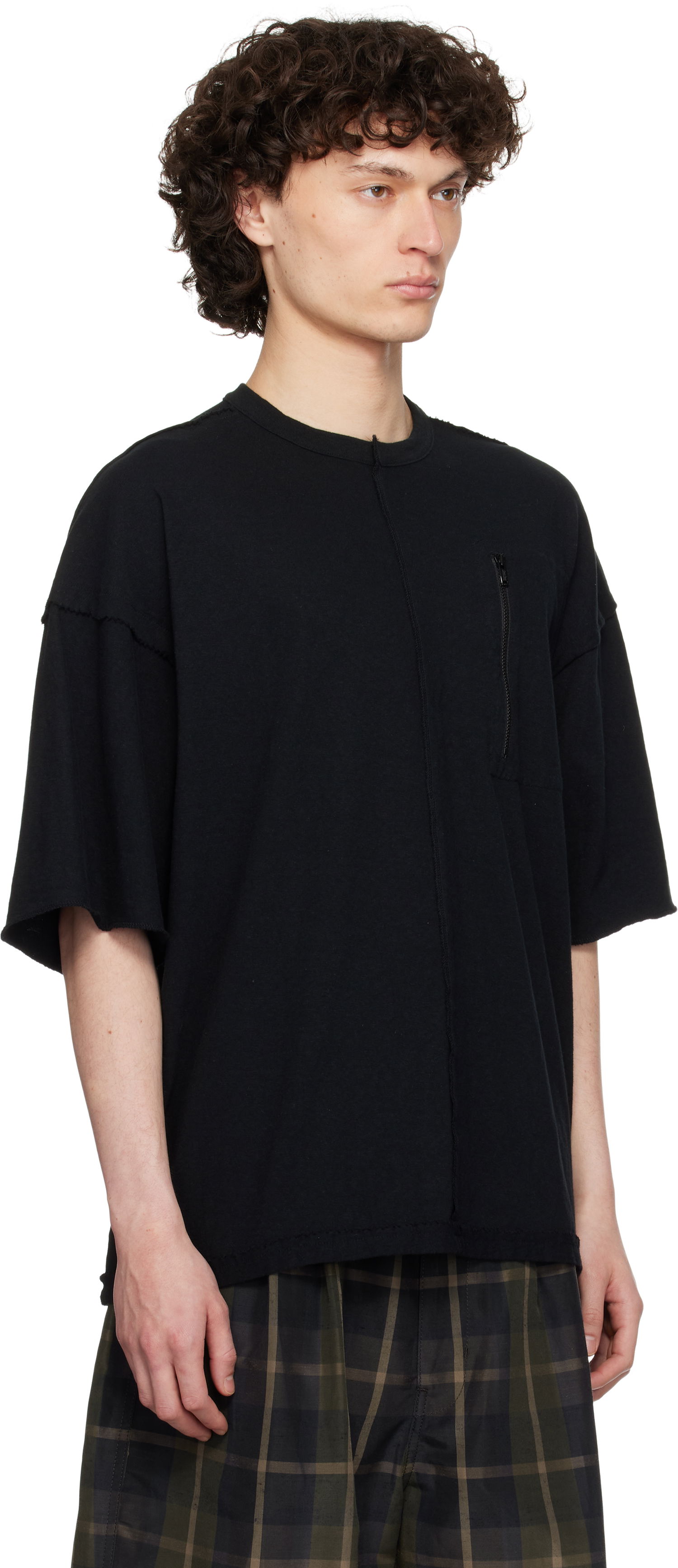 Тениска UNDERCOVER UNDERCOVER T-Shirt with Zipper Pocket Черно | UC1E4818, 1