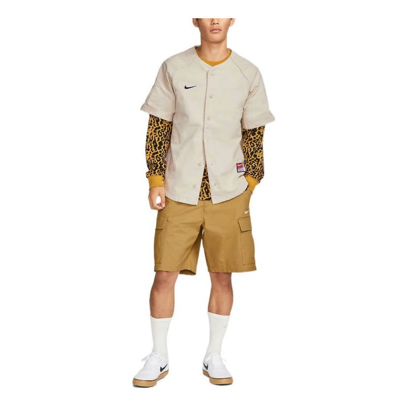 Риза Nike SB Skateboard Solid Logo Embroidered Short Sleeve Shirt Бежово | DQ6283-206