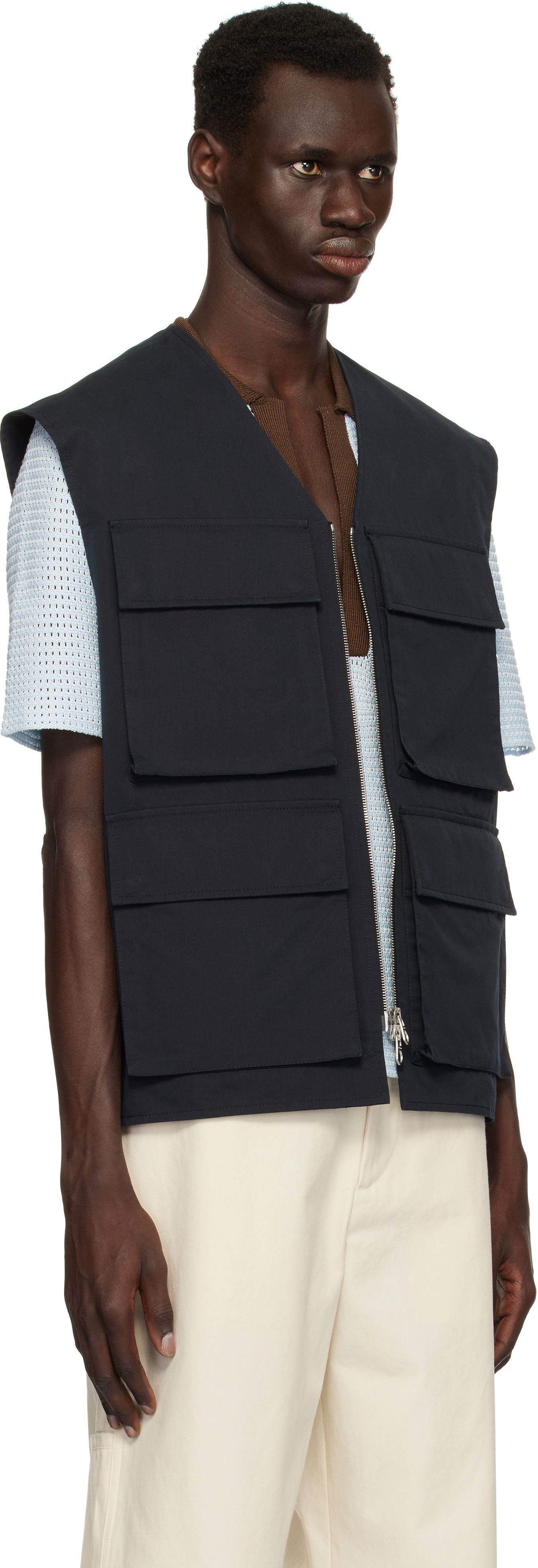 Жилетка Jil Sander Jil Sander Bellows Pocket Vest Тъмно синьо | J22SW0001_J45266, 1