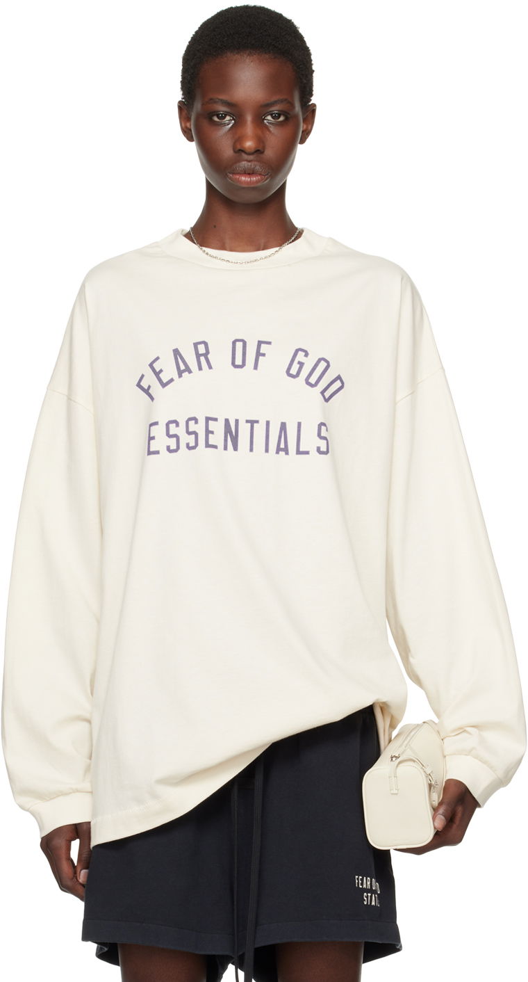 Пуловер Fear of God Fear of God Essentials Crewneck Long Sleeve T-Shirt Бяло | 125BT244202F