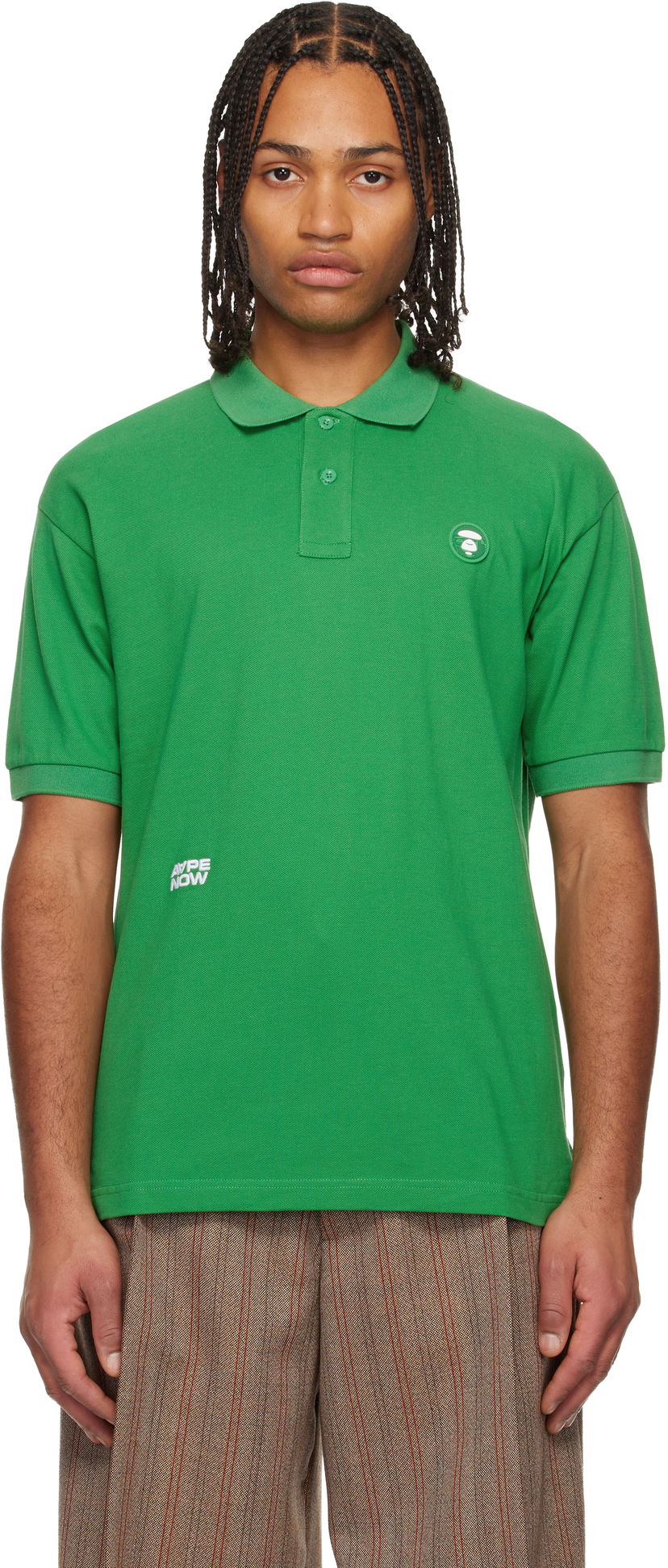 Поло тениска AAPE by A Bathing Ape AAPENOW Moonface Logo Polo Зелено | AAPPOM1609XXNGRD