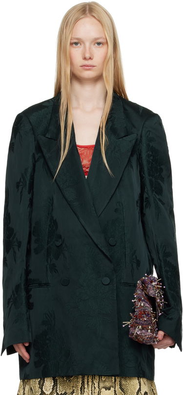 Яке Dries Van Noten Dries Van Noten Jacquard Double-Breasted Blazer Зелено | 251-010409-1525, 0