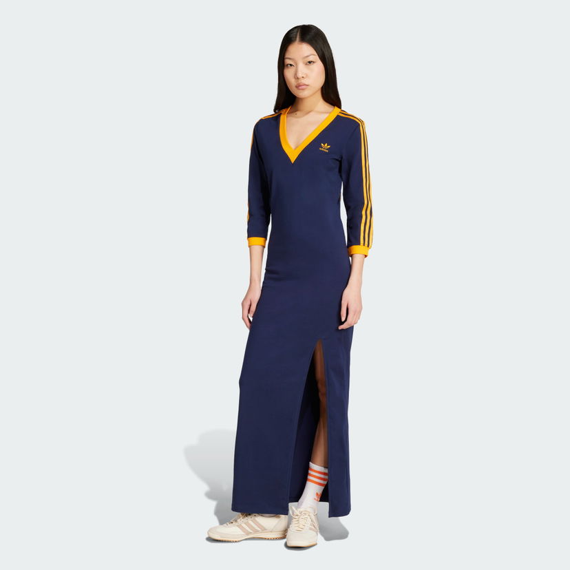 Pокля adidas Performance Adicolor Classics 3-Stripes Maxi Dress Синьо | JW3669