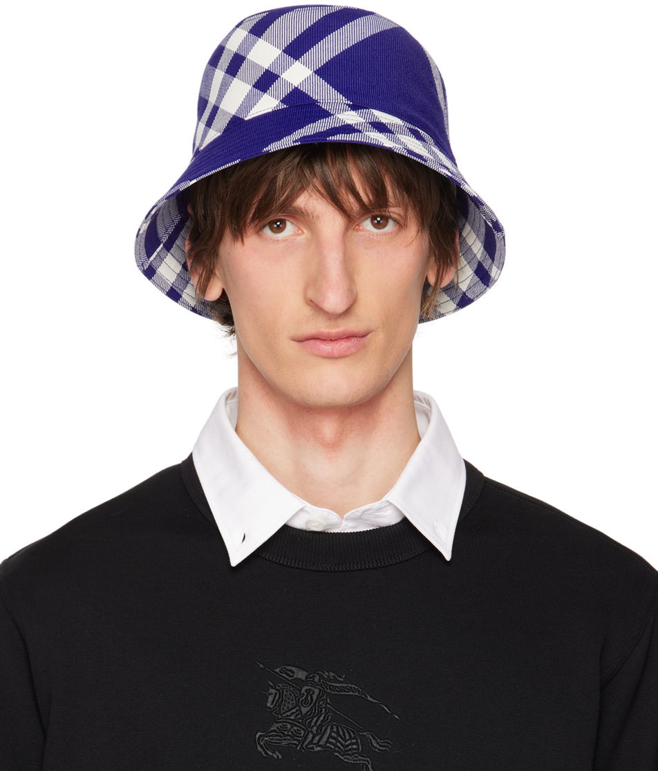 Шапка с козирка Burberry Check Bucket Hat Тъмно синьо | 8079490, 0