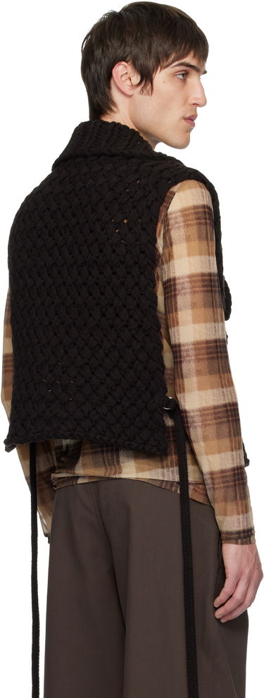 Жилетка Dries Van Noten Dries Van Noten Merino Wool Chunky Knit Shawl Collar Vest Черно | 252-021248-2710, 2