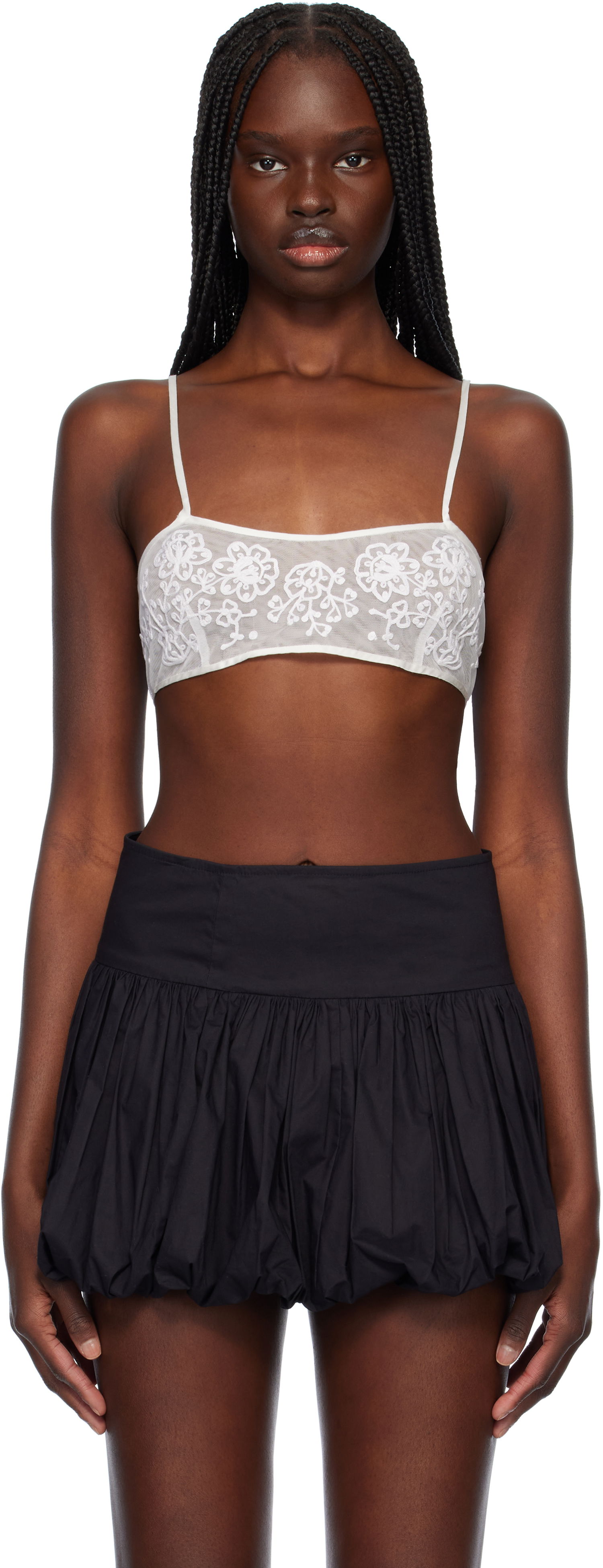 Сутиен Bode Bode Middlemist Embroidered Bra Бяло | WRS25UP005, 0