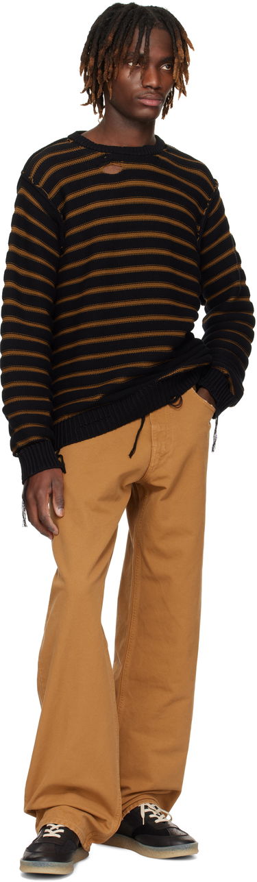 Пуловер Maison Margiela MM6 Maison Margiela Striped Distressed Cotton Knit Sweater Черно | SH0HL0022 M13080, 3