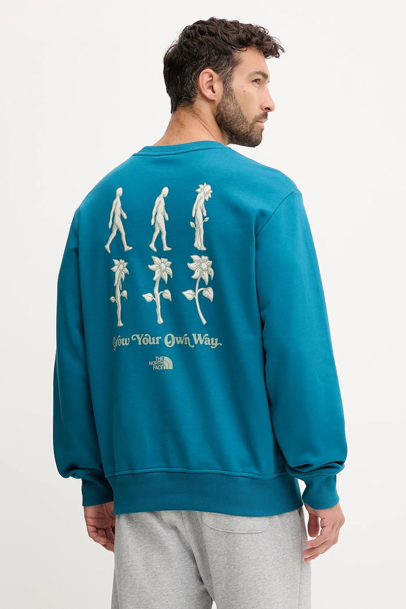 Суитчър The North Face Connect Relaxed Fit Crewneck Sweatshirt with Grow Your Own Way Graphic Print Тюркоазено | NF0A8E3ZBSI1