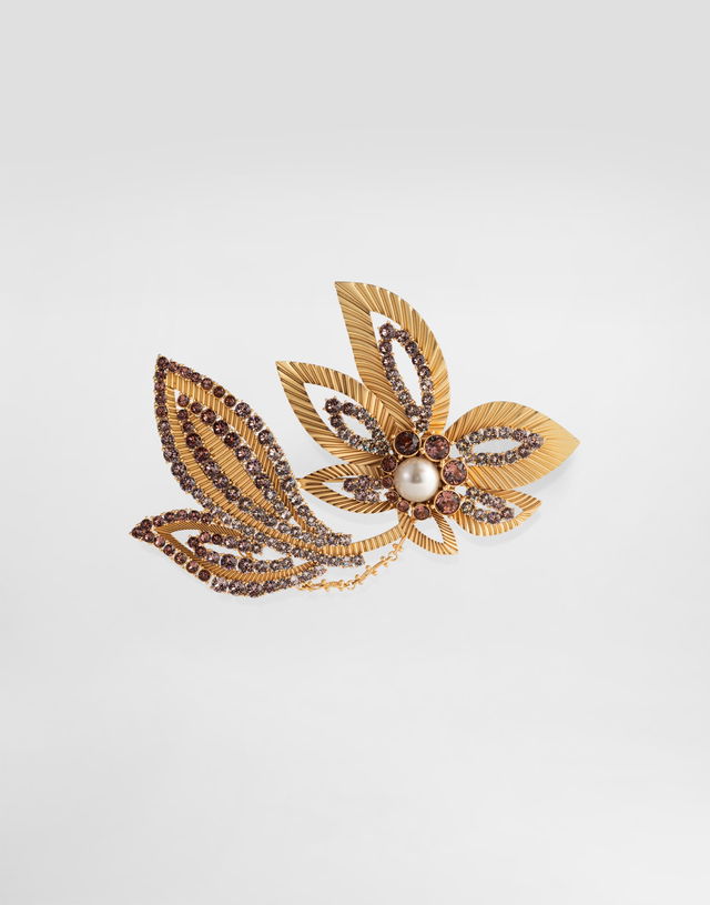 Dolce & Gabbana Maxi Flower Brooch With Rhinestones Onesize