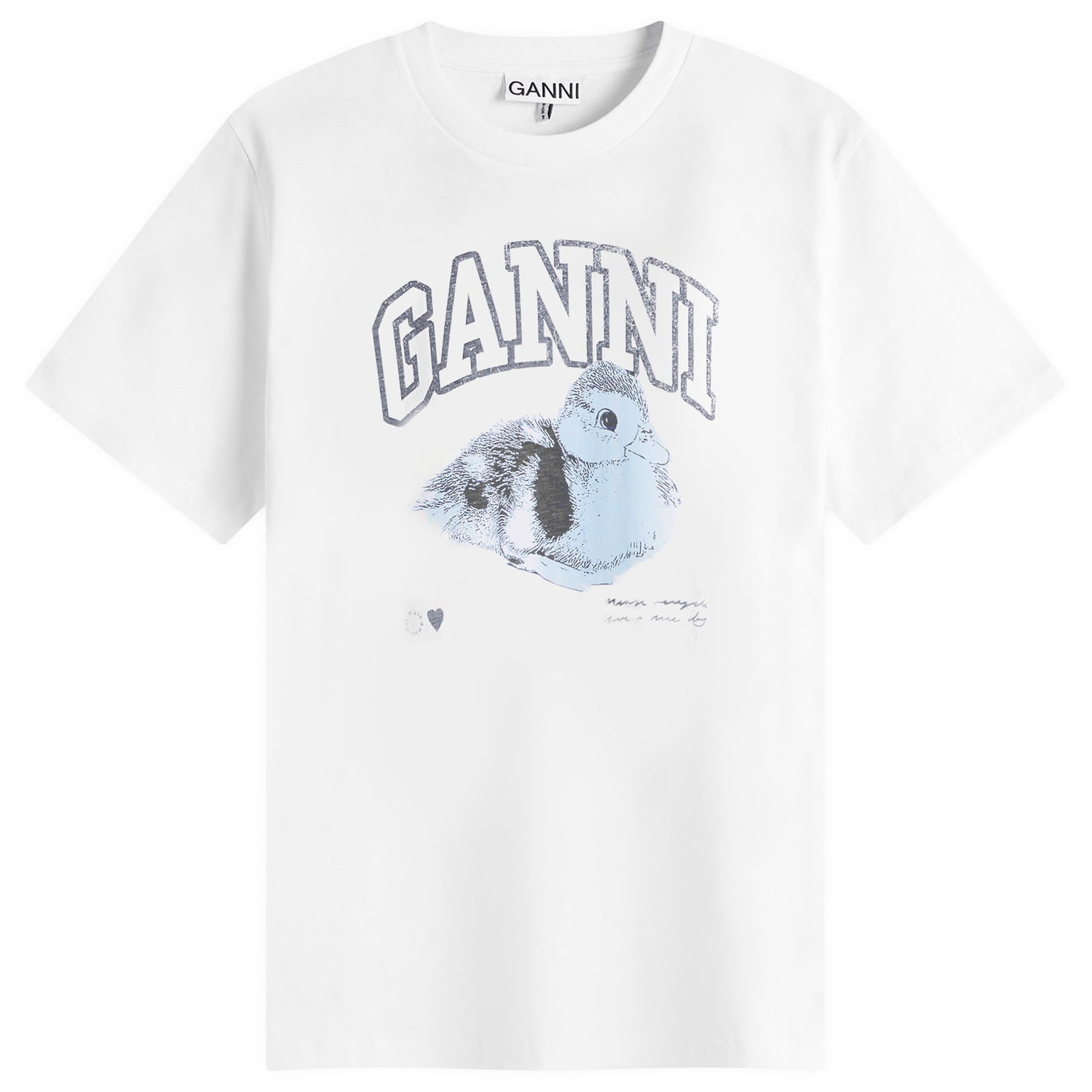 Тениска GANNI Duckie Relaxed T-Shirt, Size Large Бяло | T4290-151, 1