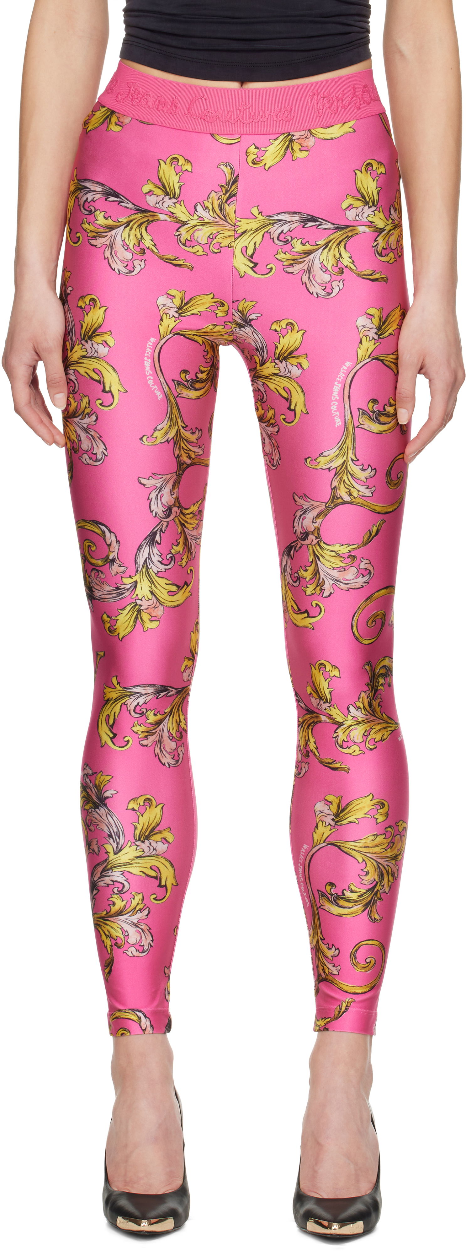 Клинове Versace Versace Jeans Couture Barocco Print Leggings Розово | E78HAC101_EJS470, 0
