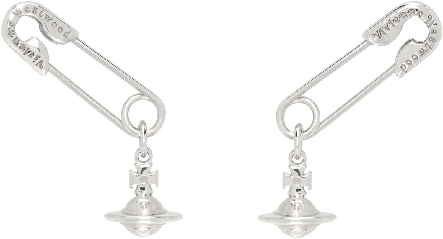 Обеци Vivienne Westwood Vivienne Westwood Safety Pin Drop Earrings Металик | 6201035Y-01P019-, 0