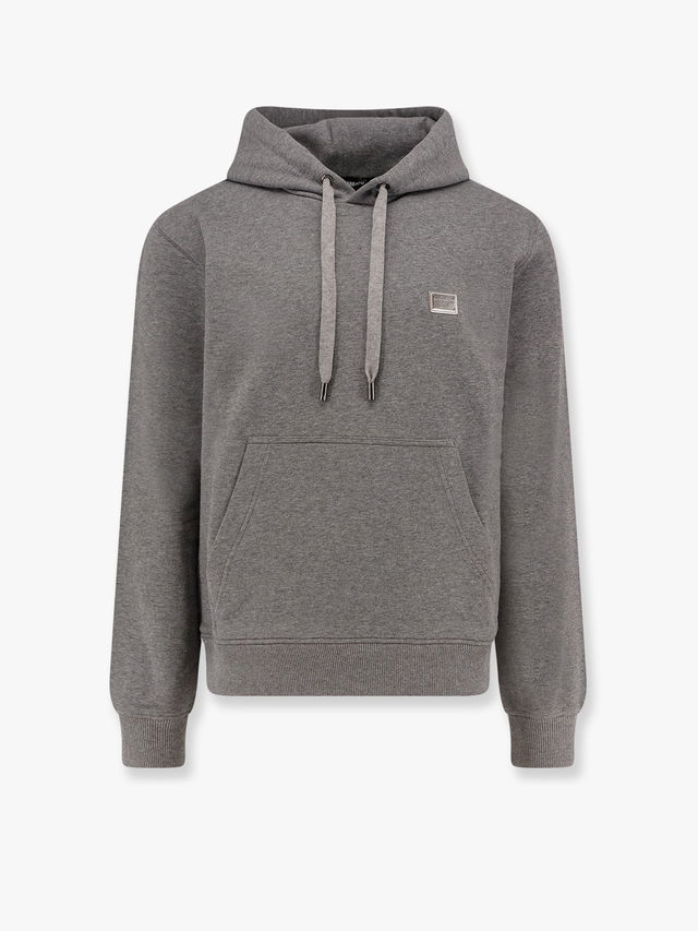 Dolce & Gabbana Grey Hoodie with Logo Plaque