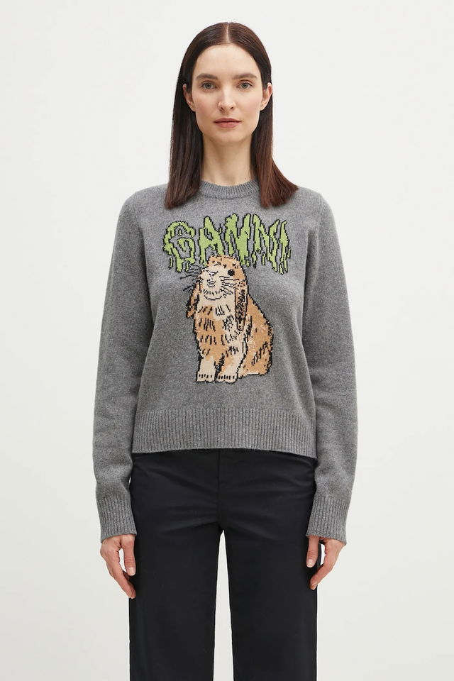 Graphic Wool Mix Bunny Sweater