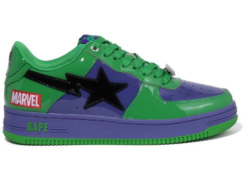 Кецове и обувки BAPE Marvel Comics x Bape Sta 2022  "Hulk" Зелено | 001FWI731904, 0