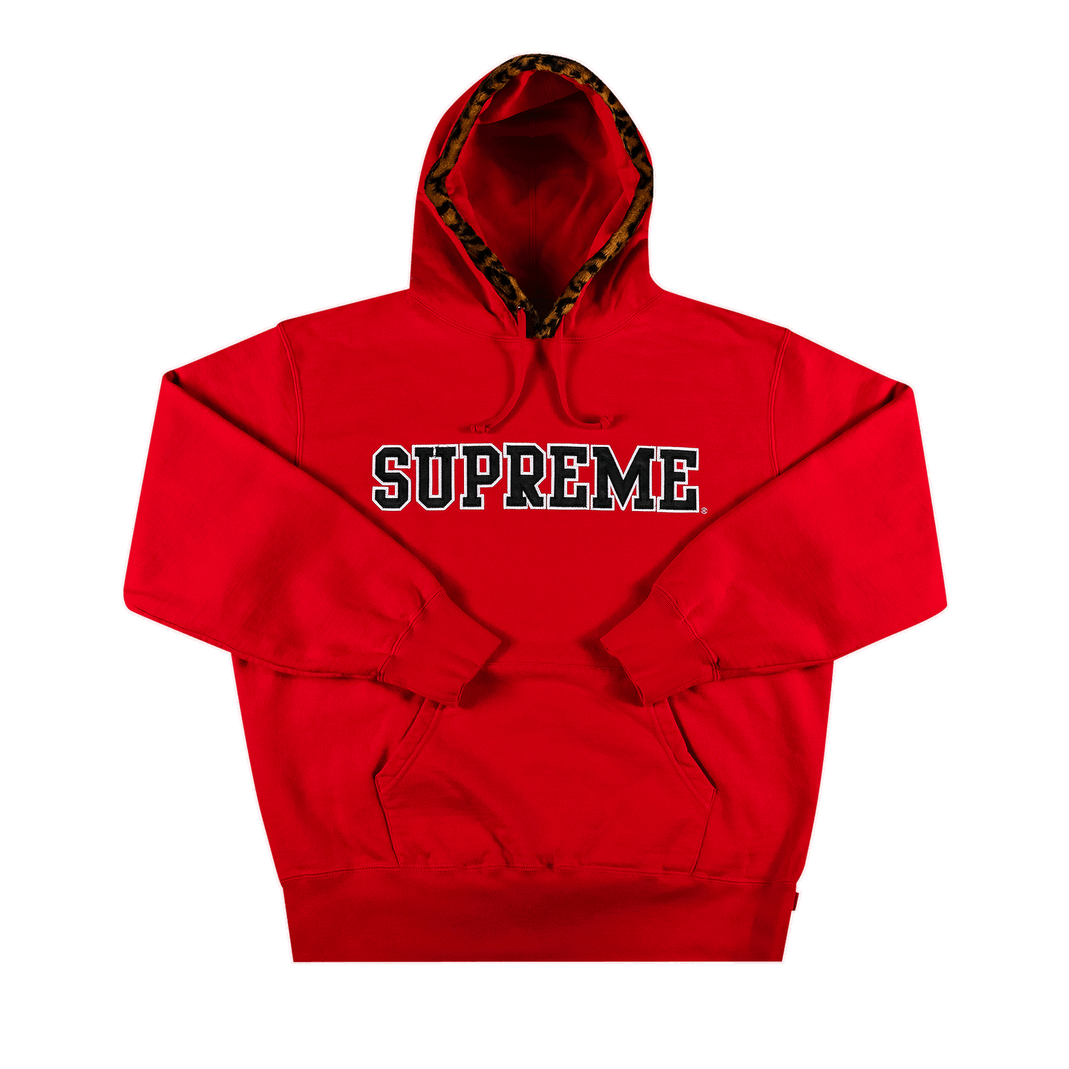 Суитчър Supreme Leopard Trim Hooded Sweatshirt Червено | FW21SW92 RED, 0