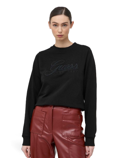 Суитчър GUESS Logo Script Sweatshirt Черно | W3GQ12.KBK32