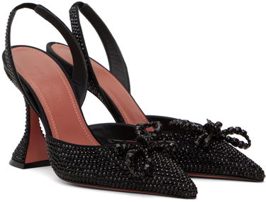 Кецове и обувки Amina Muaddi Amina Muaddi Rosie Crystal Slingback Heels Черно | ROSIE CRYSTAL SLING CL SATIN, 3