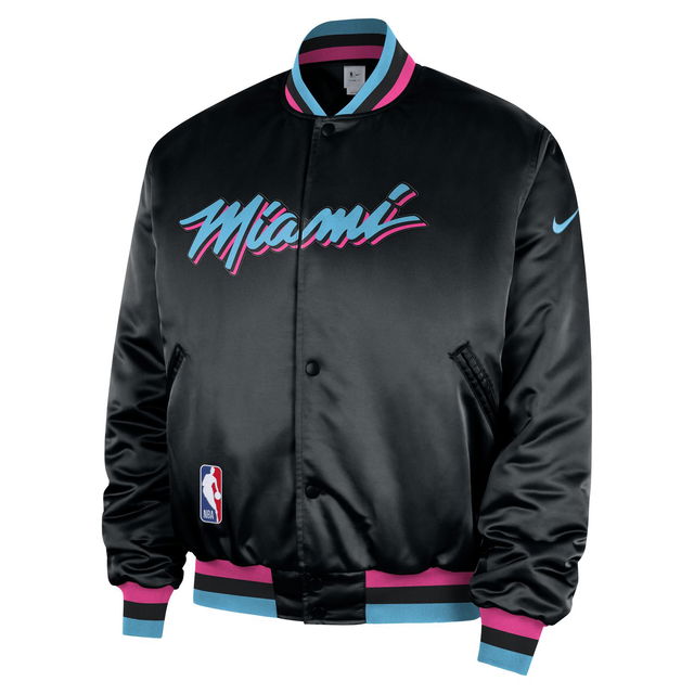 NBA Miami Heat City Edition Premium Satin Bomber Jacket