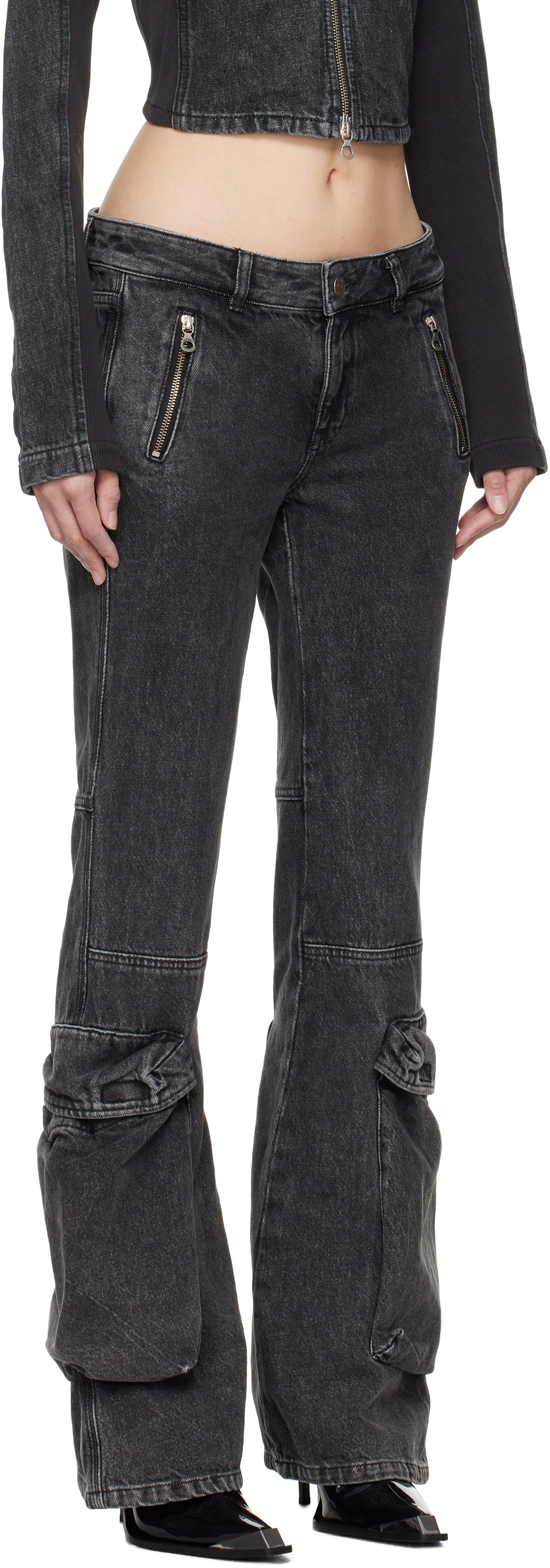 Карго панталони Diesel Black D-Poky-S Low Rise Cargo Jeans Черно | A14739 0CBDH D-POKY-S PANTALON, 1