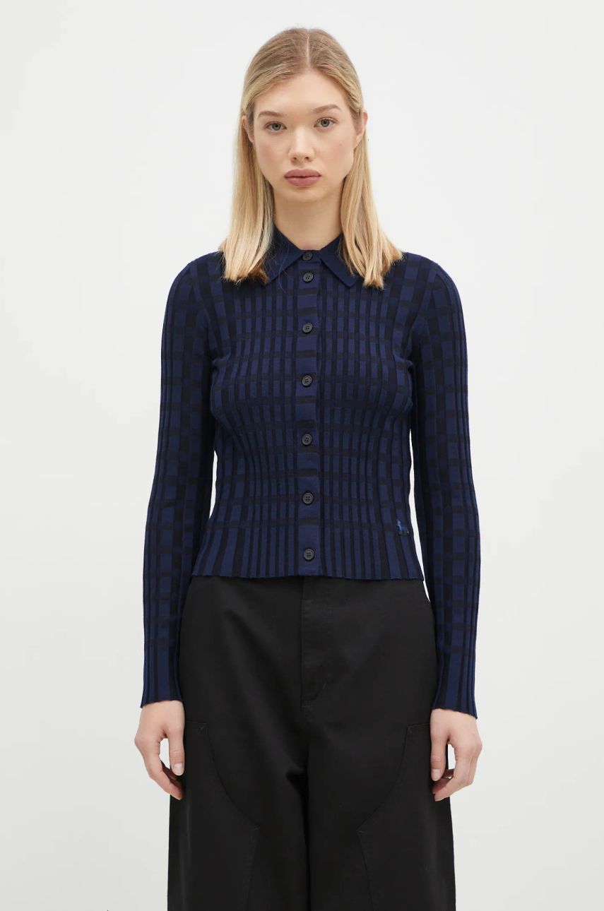 Риза MAISON KITSUNÉ Checked Wool Cardigan Синьо | NW00412KF0003, 0