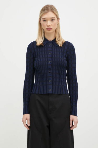 Риза MAISON KITSUNÉ Checked Wool Cardigan Синьо | NW00412KF0003, 0