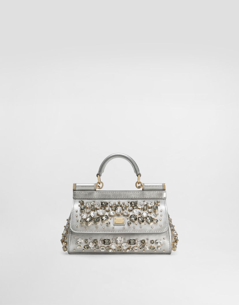 Дамска чанта Dolce & Gabbana Dolce & Gabbana Sicily Small Jewelled Handbag Металик | BB7116BH7438D708