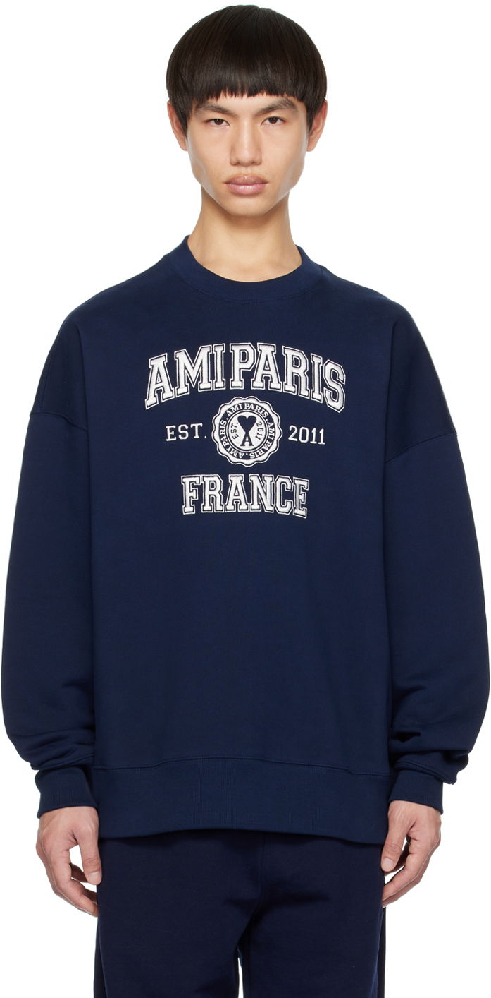 Суитчър AMI Sweatshirt Тъмно синьо | USW008.747, 0