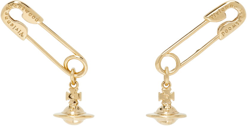 Обеци Vivienne Westwood Vivienne Westwood Gold-Tone Safety Pin Drop Earrings Металик | 6201035Y-01R001-