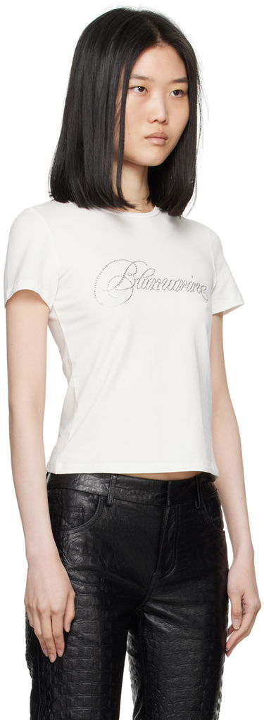 Тениска Blumarine Crystal Logo T-Shirt Бяло | A422T075A, 1