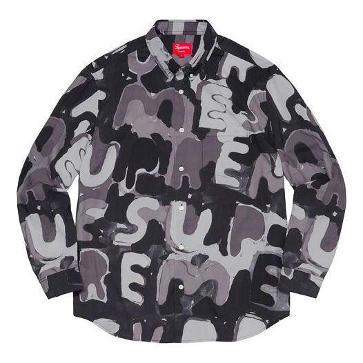 Риза Supreme Painted Logo Pattern Button-Up Shirt Черно | SUP-SS20-600