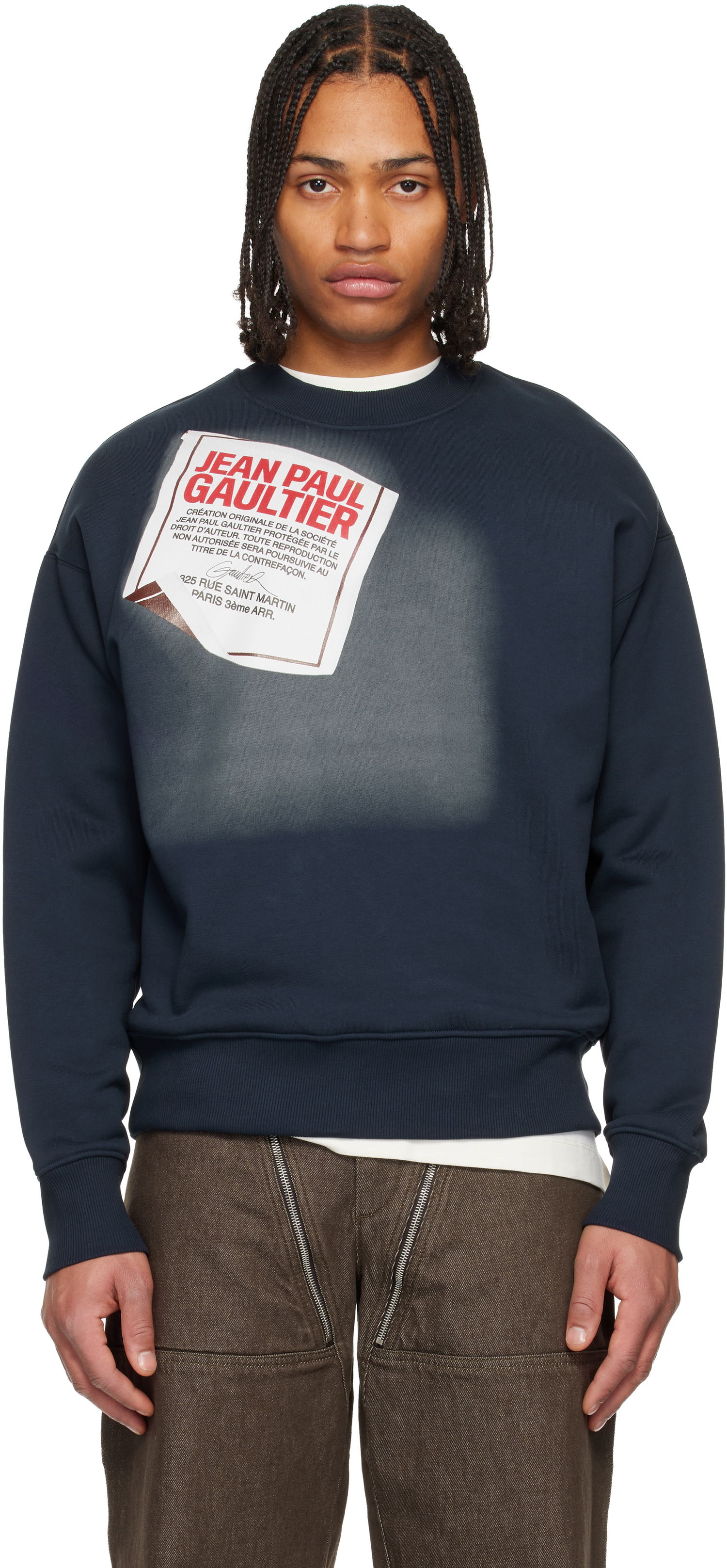 Суитчър Jean Paul Gaultier Jean Paul Gaultier 'The Gaultier Label' Sweatshirt Тъмно синьо | 25/04-U-TO371-J003-590130, 0