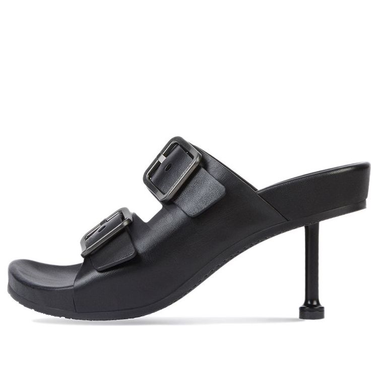 Кецове и обувки Balenciaga Mallorca Double Buckle Heeled Sandals Черно | 656621WA2M61010