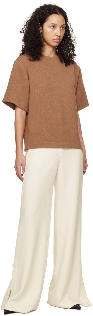 Тениска Anine Bing Maddie Relaxed-Fit Wool-Blend T-Shirt Кафяво | A-07-9806-200, 3