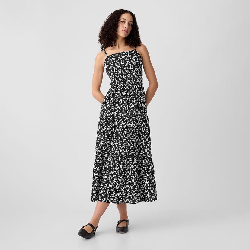 Pокля GAP Dresses Tiered Maxi Dress Black Floral Черно | 888463-00