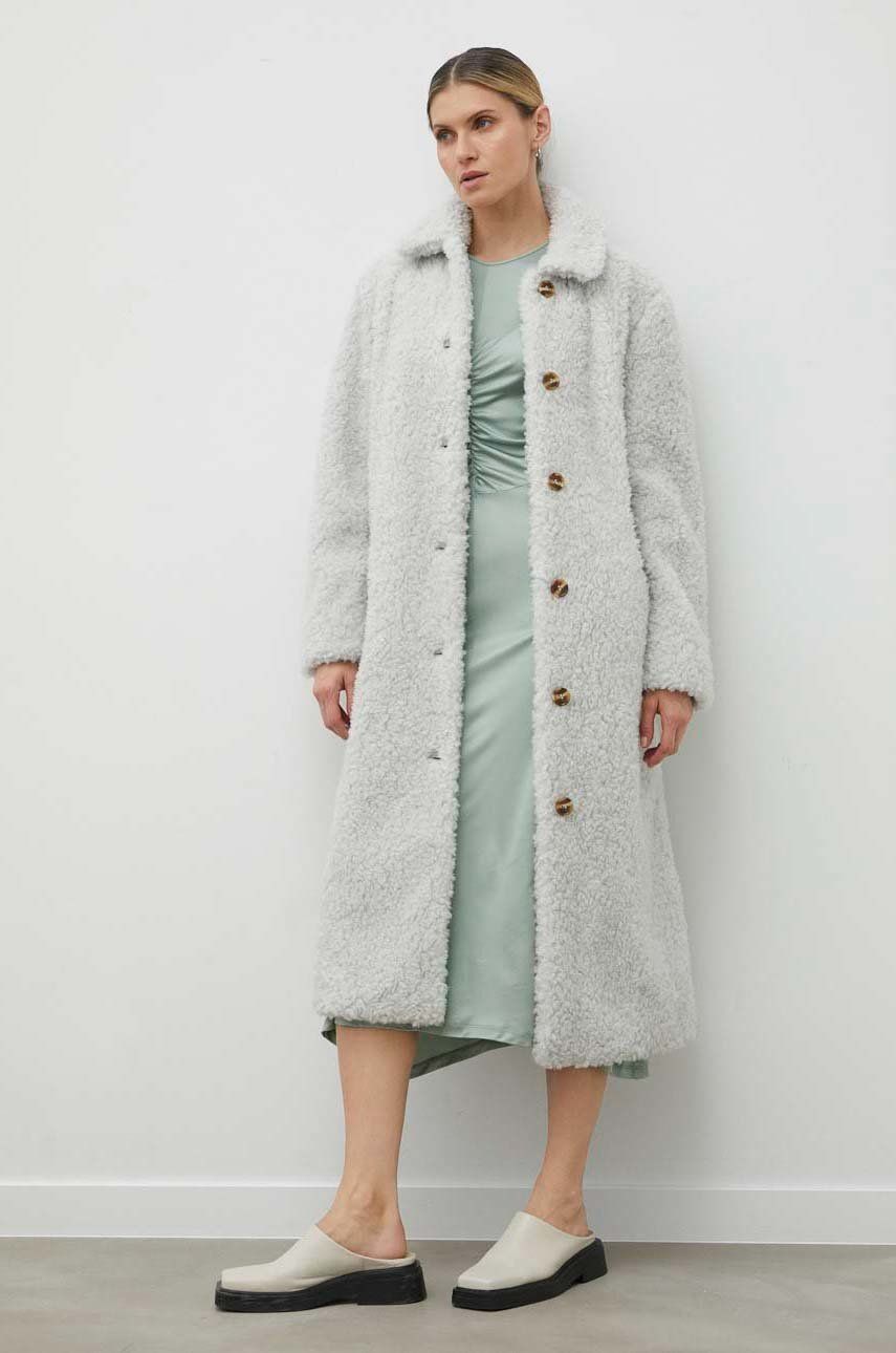 Палта Samsoe Samsoe Eloise Teddy Coat Сиво | F22400028, 0