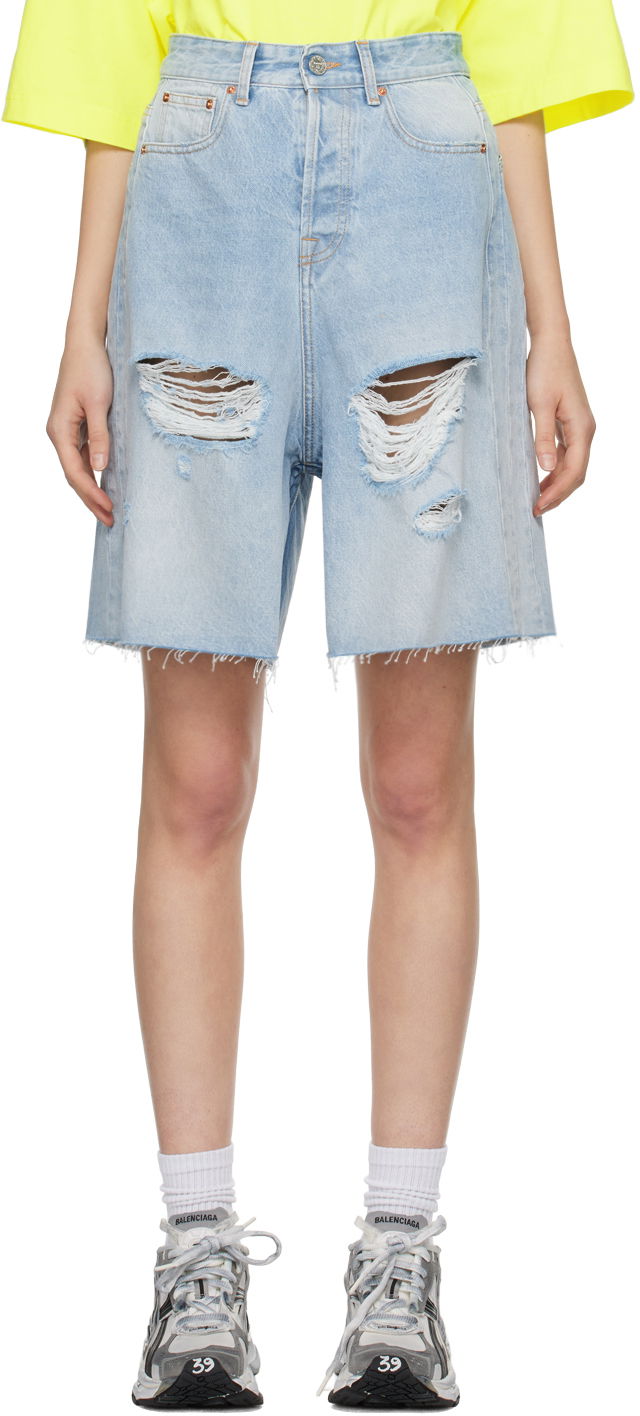 Къси панталони VETEMENTS Destroyed Denim Shorts Синьо | UE64SS210N, 0