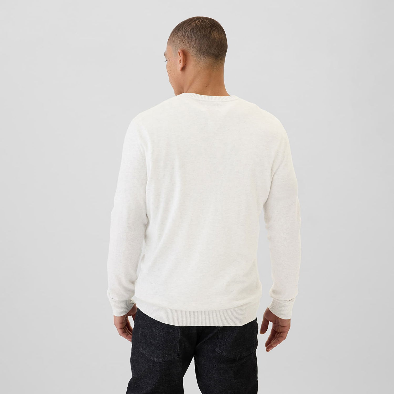 Пуловер GAP Sweater Core Cotton Crew Cream L Бяло | 498141-00, 1