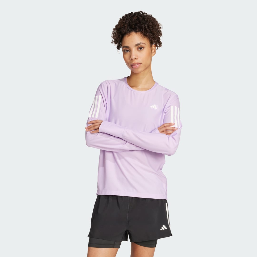Тениска adidas Performance Own The Run Long Sleeve T-Shirt Лилаво | JW9670, 0