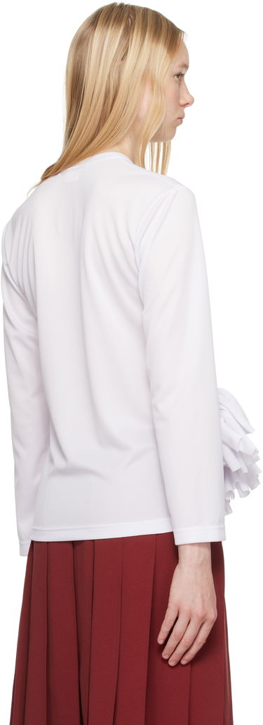 Тениска Comme des Garçons Comme des Garçons Ruffle Detail Long Sleeve T-Shirt Бяло | RO-T002-S25, 2