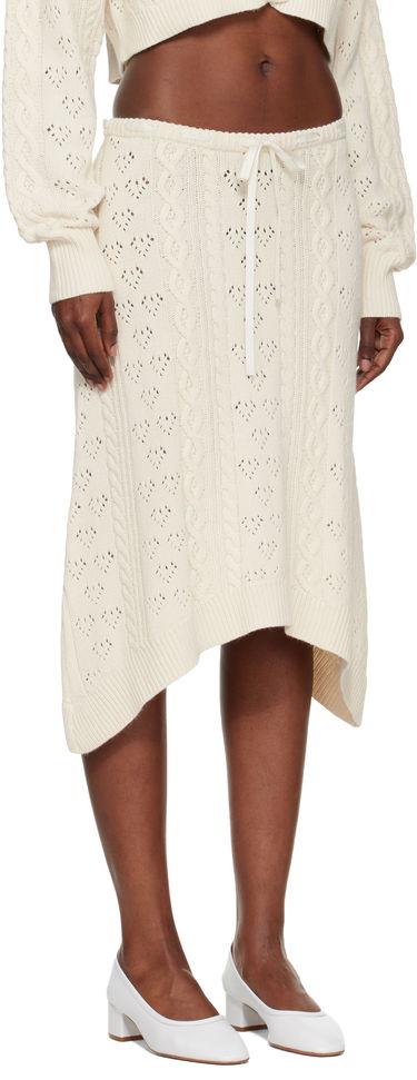 Пола GUIZIO Noah Wool Cable Knit Midi Skirt Бяло | H25310S020, 1